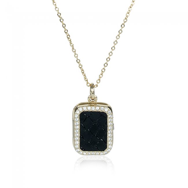 Brahmin Crystal Locket Necklace Black Fairhaven ID:Brahmin-203875