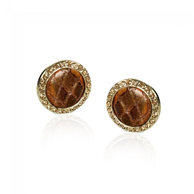 Brahmin Round Crystal Earrings Bronze Fairhaven ID:Brahmin-203882