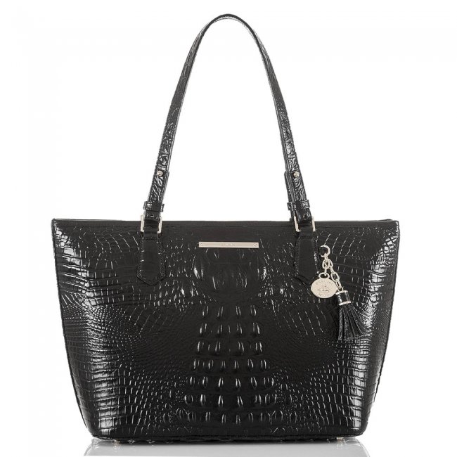 Brahmin Medium Asher | Black Leather Tote Handbag ID:Brahmin-202714