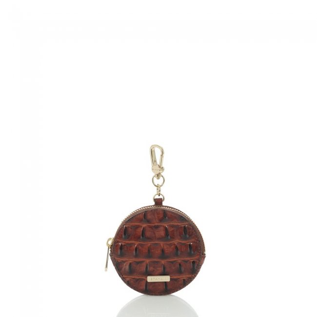 Brahmin Circle Coin Purse | Brown Leather Round Coin Purse ID:Brahmin-203873