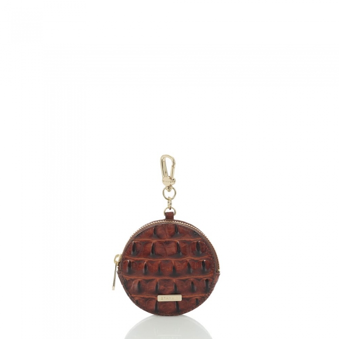 Brahmin Circle Coin Purse | Brown Leather Round Coin Purse ID:Brahmin-203873