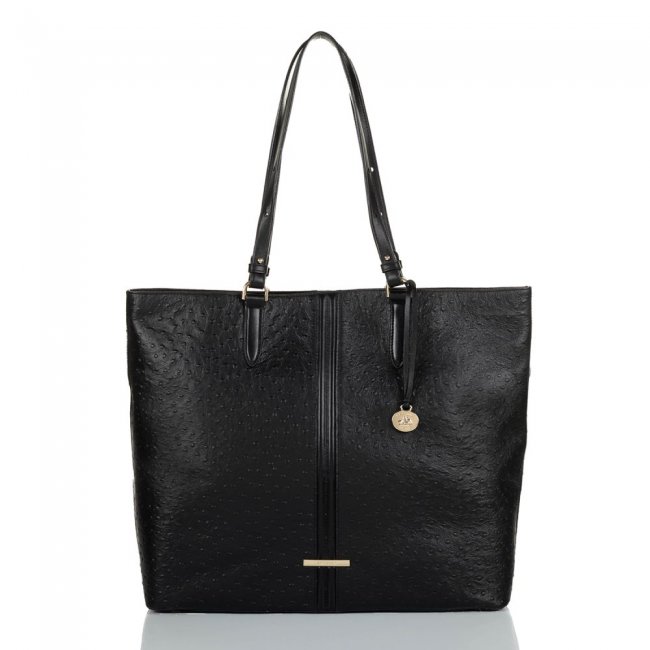 Brahmin Tansey Black Leather Open-Top Tote Bag ID:Brahmin-202505