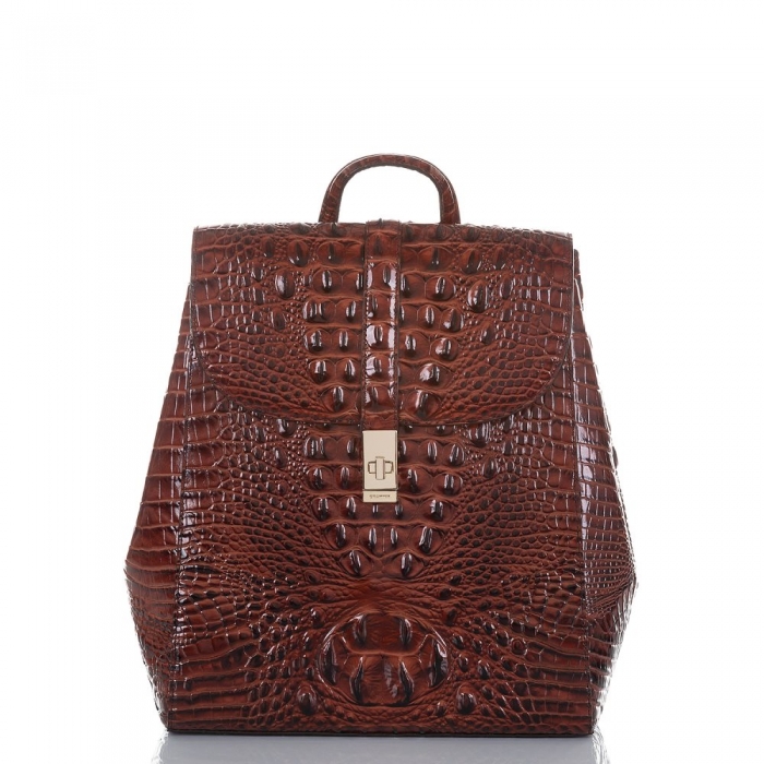 Brahmin Sadie Leather Flap Backpack | Pecan Melbourne ID:Brahmin-203534