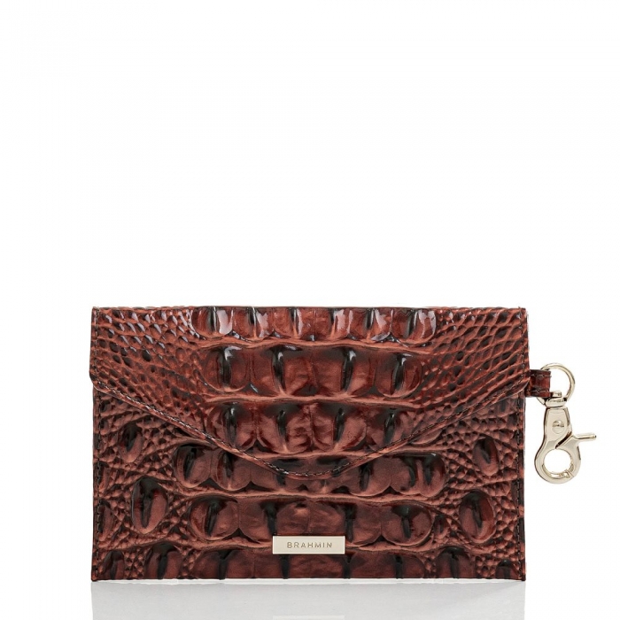 Brahmin Mini Envelope Case | Pecan Leather Envelope Wallet ID:Brahmin-203569
