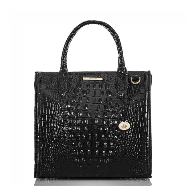 Brahmin Caroline Black Leather Satchel Handbag ID:Brahmin-203118