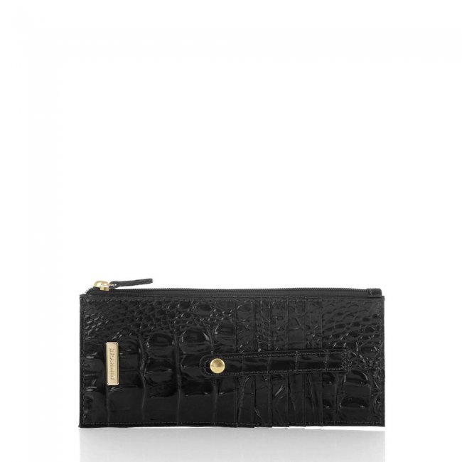 Brahmin Black Leather Credit Card Wallet | Black Melbourne ID:Brahmin-203614
