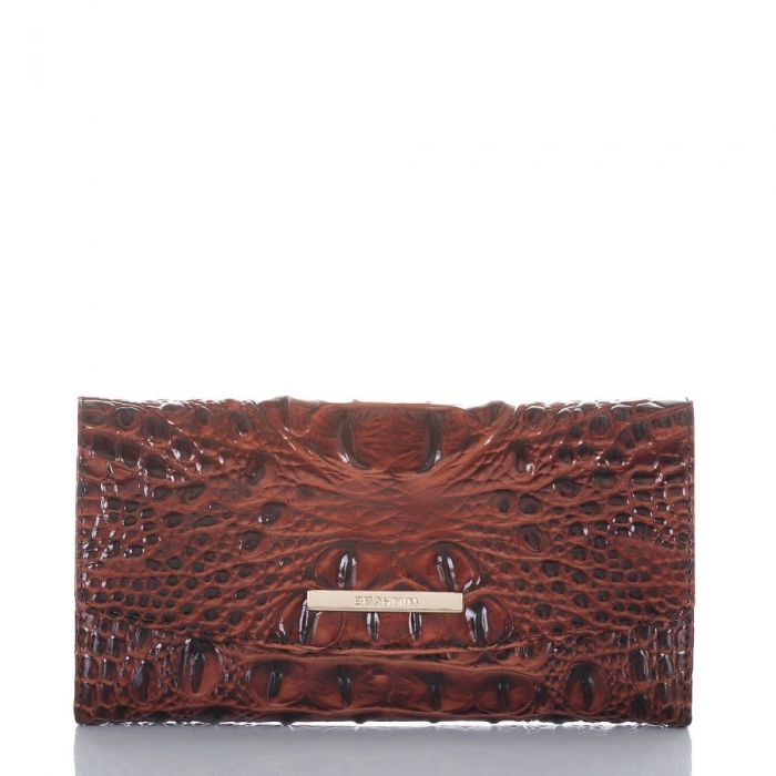 Brahmin Modern Leather Checkbook Wallet | Pecan Melbourne ID:Brahmin-203746