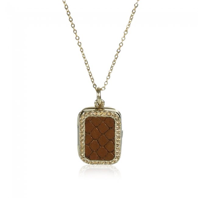 Brahmin Crystal Locket Necklace Bronze Fairhaven ID:Brahmin-203880