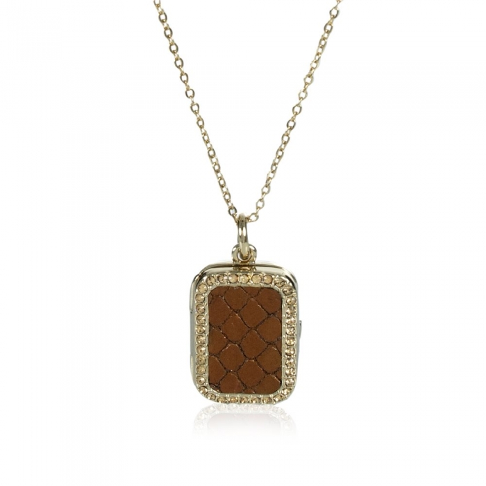 Brahmin Crystal Locket Necklace Bronze Fairhaven ID:Brahmin-203880