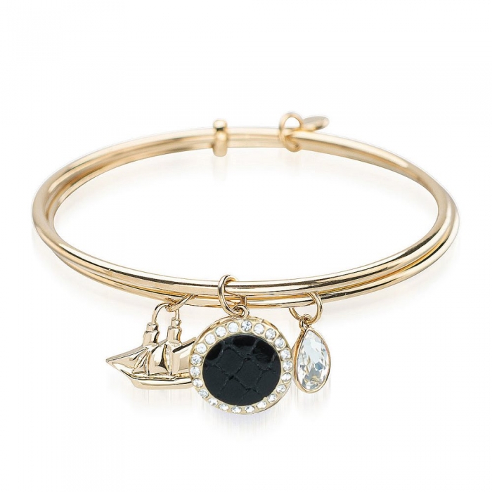 Brahmin Double Crystal Charm Bangle Black Fairhaven ID:Brahmin-203877