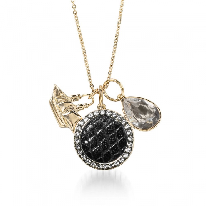 Brahmin Crystal Charm Necklace Black Fairhaven ID:Brahmin-203878