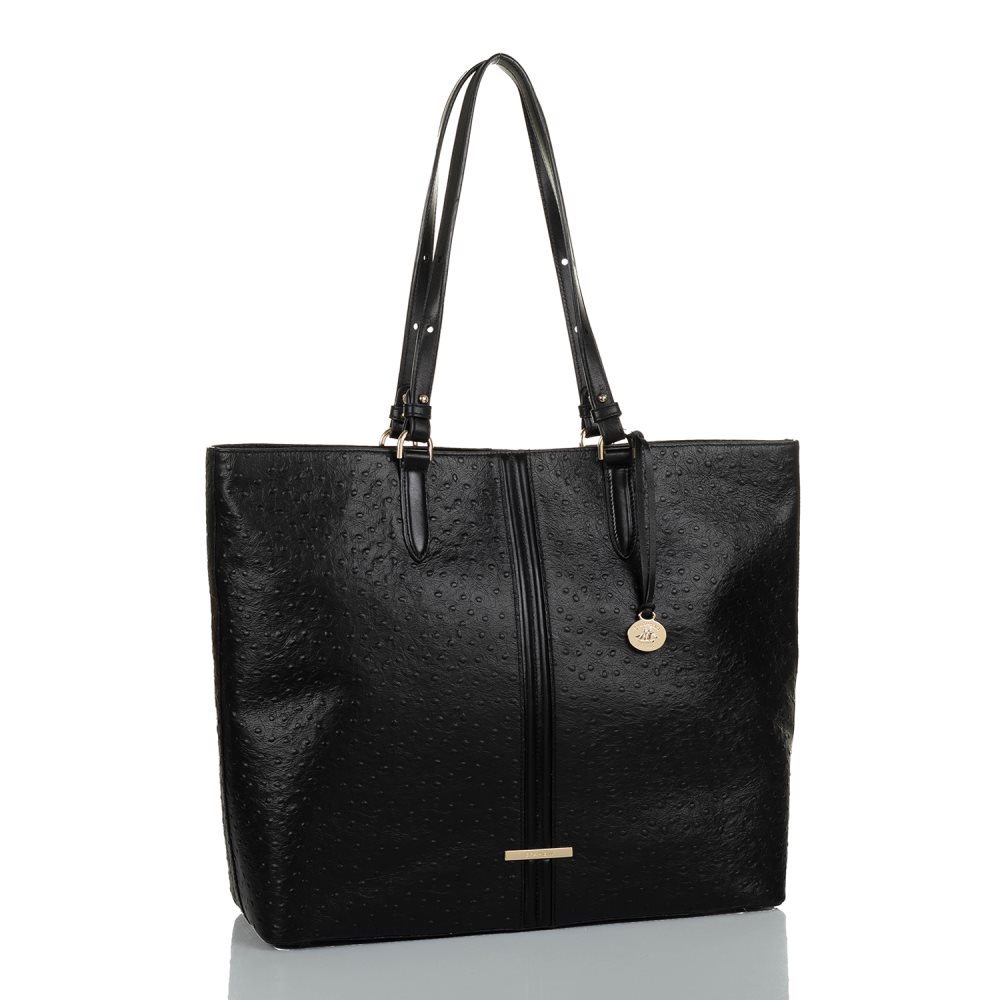 Brahmin Tansey Black Leather Open-Top Tote Bag ID:Brahmin-202718