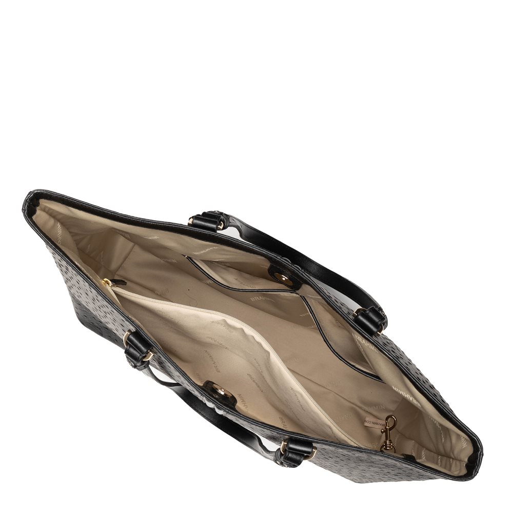 Brahmin Tansey Black Leather Open-Top Tote Bag ID:Brahmin-202505