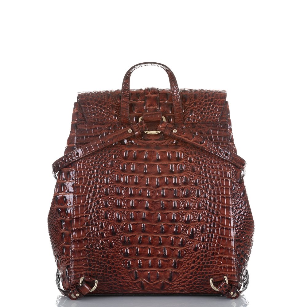 Brahmin Sadie Leather Flap Backpack | Pecan Melbourne ID:Brahmin-203534