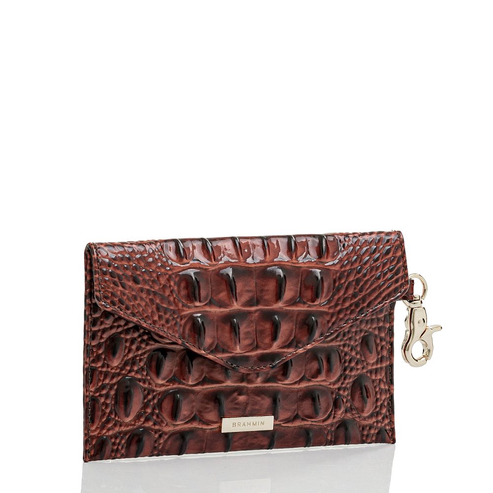 Brahmin Mini Envelope Case | Pecan Leather Envelope Wallet ID:Brahmin-203569
