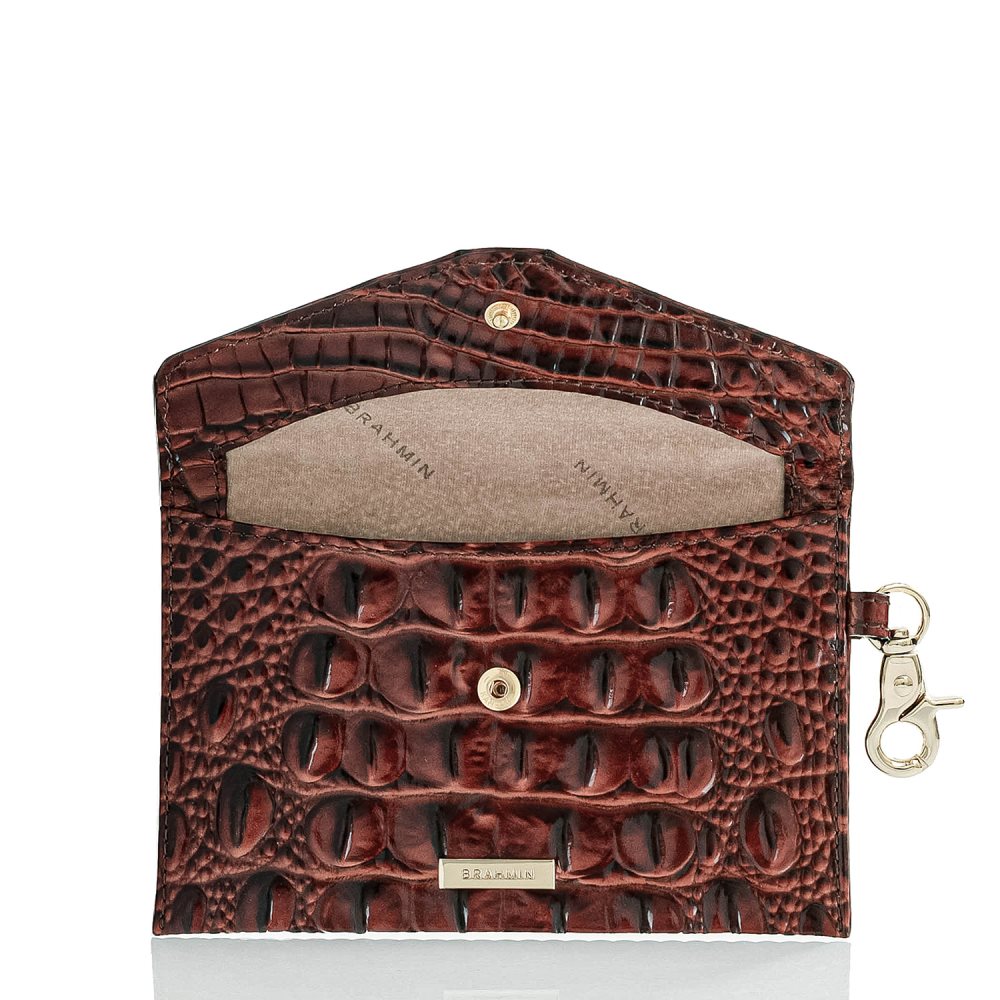 Brahmin Mini Envelope Case | Pecan Leather Envelope Wallet ID:Brahmin-203569