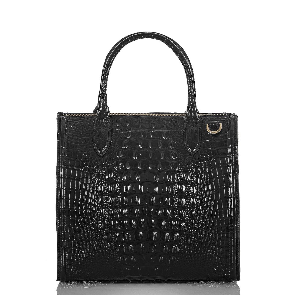 Brahmin Caroline Black Leather Satchel Handbag ID:Brahmin-203118