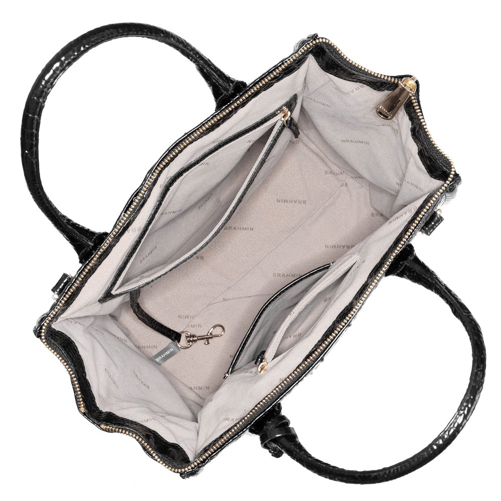 Brahmin Caroline Black Leather Satchel Handbag ID:Brahmin-203118