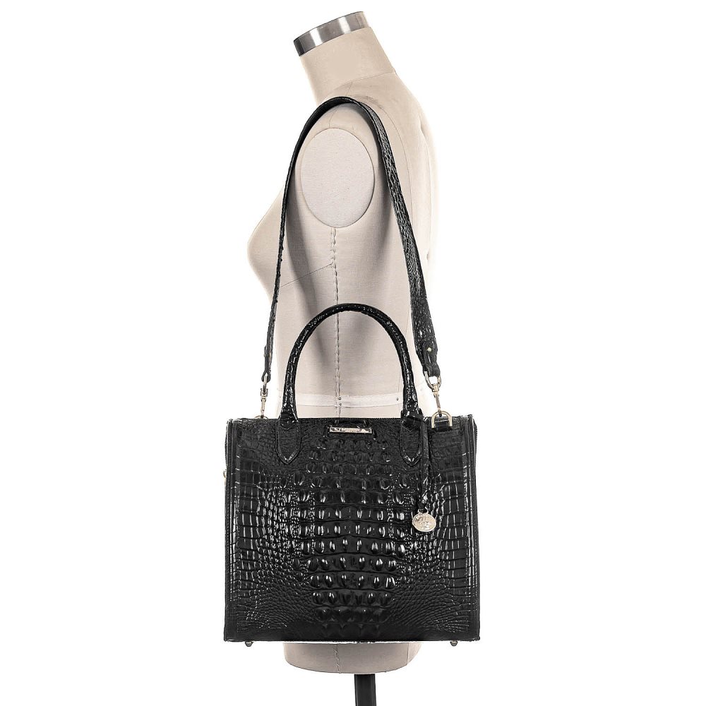Brahmin Caroline Black Leather Satchel Handbag ID:Brahmin-203118