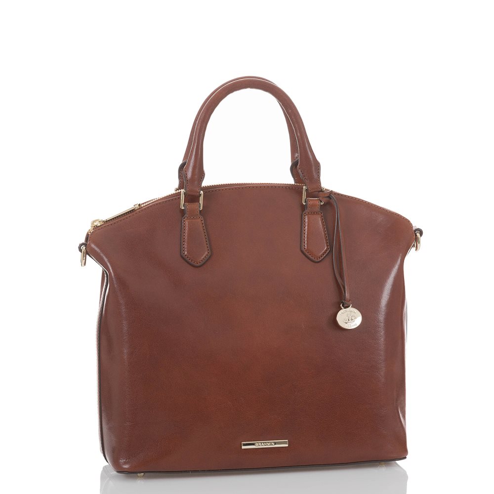 Brahmin Large Duxbury Soft Leather Satchel | Cognac Topsail ID:Brahmin-202549