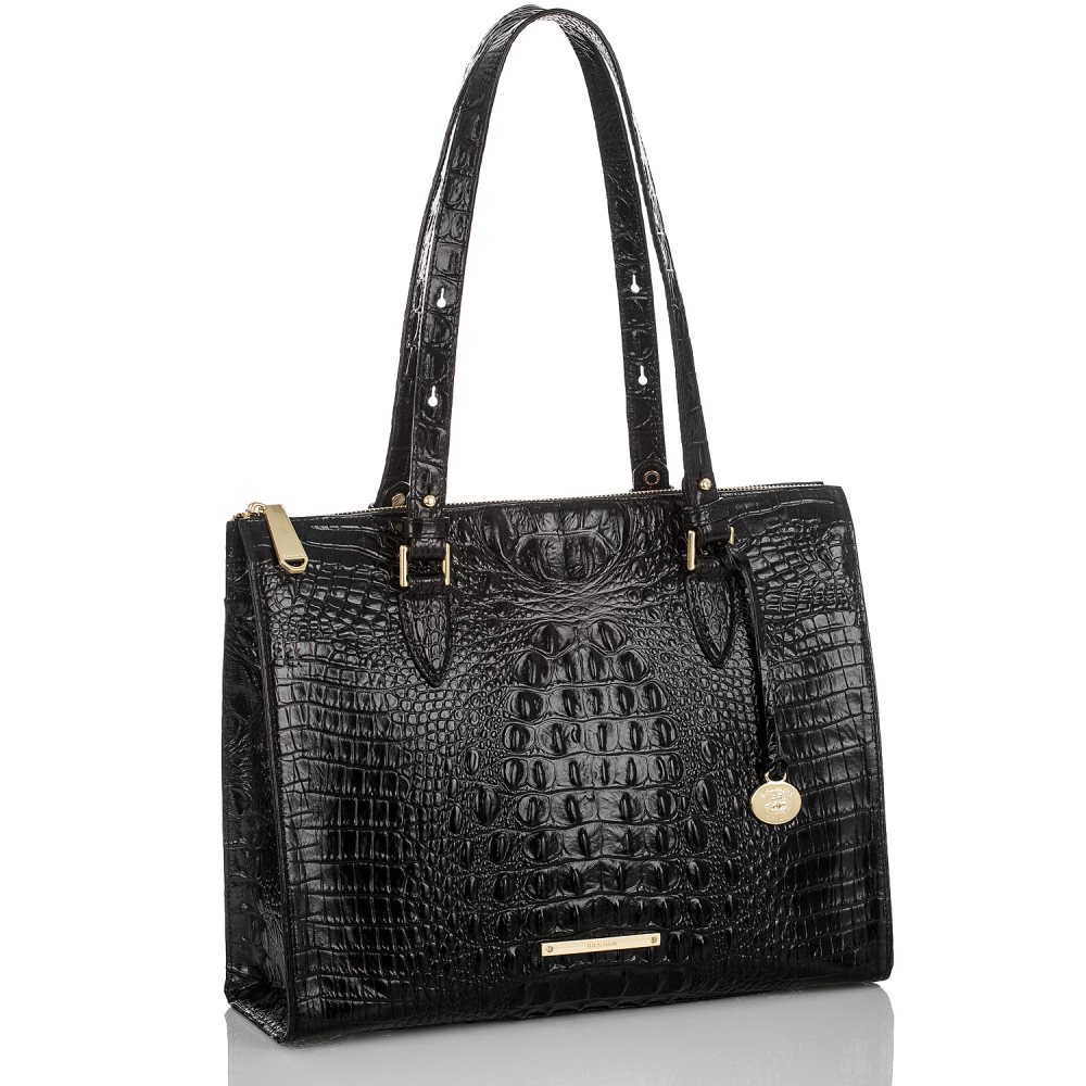 Brahmin Anywhere Tote | Black Leather Tote Handbag ID:Brahmin-202793