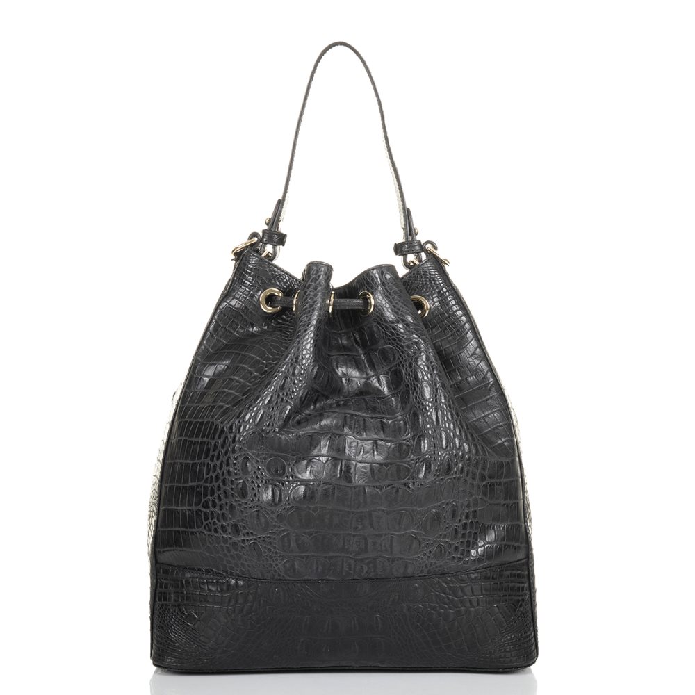 Brahmin Marlowe Black Leather Bucket Bag | Black Barlow ID:Brahmin-202614