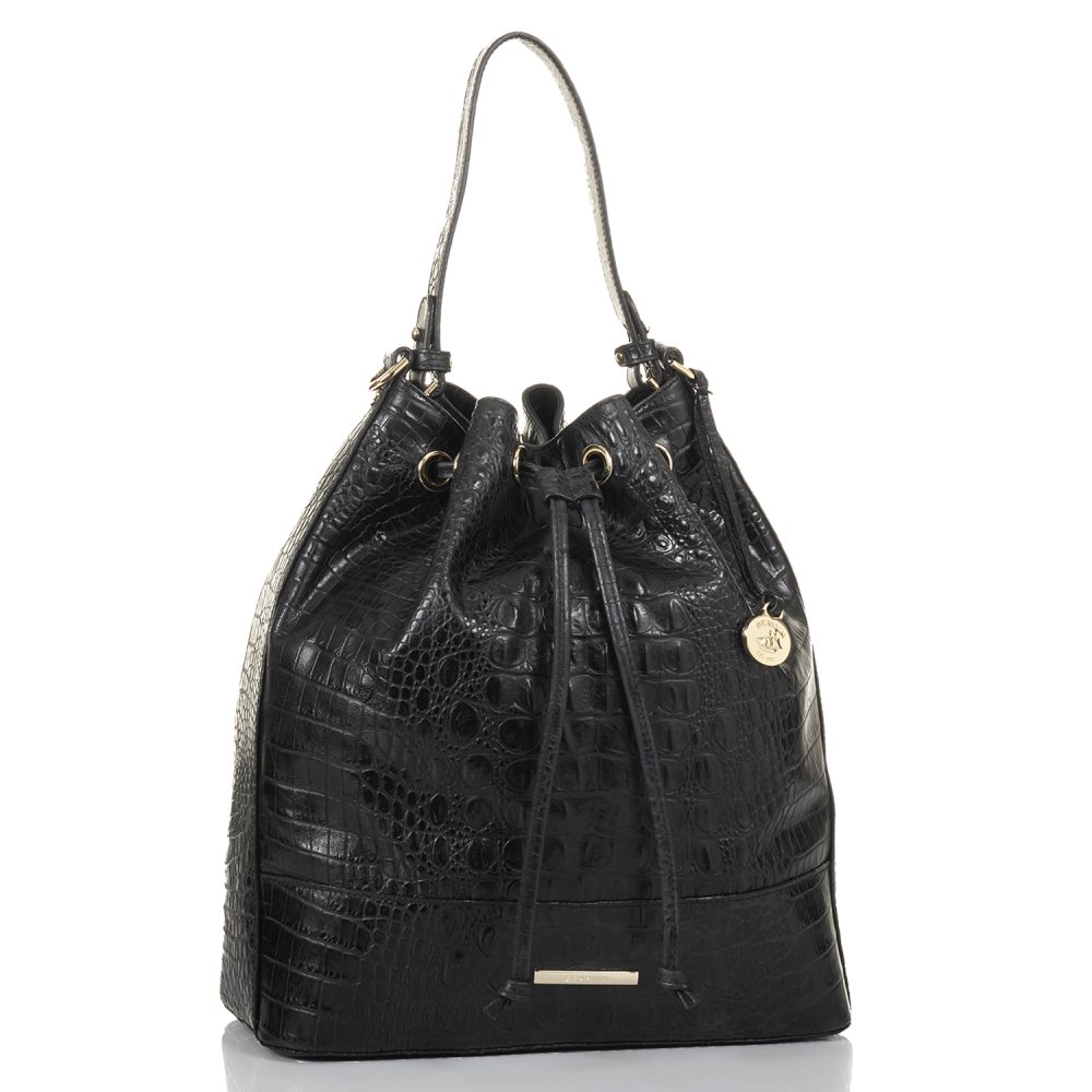 Brahmin Marlowe Black Leather Bucket Bag | Black Barlow ID:Brahmin-203492