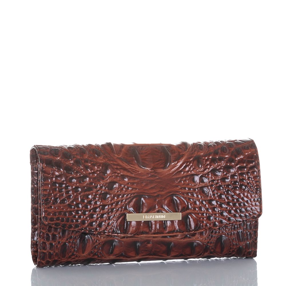 Brahmin Modern Leather Checkbook Wallet | Pecan Melbourne ID:Brahmin-203746