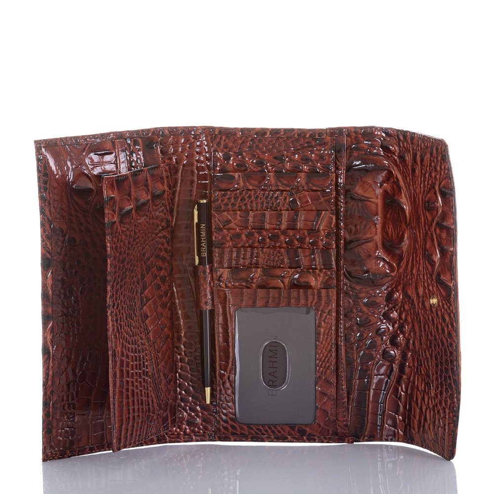 Brahmin Modern Leather Checkbook Wallet | Pecan Melbourne ID:Brahmin-203746