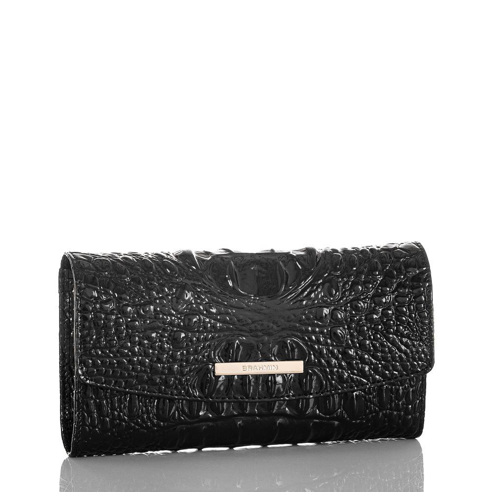 Brahmin Checkbook Wallet | Black Leather Checkbook Wallet ID:Brahmin-203620