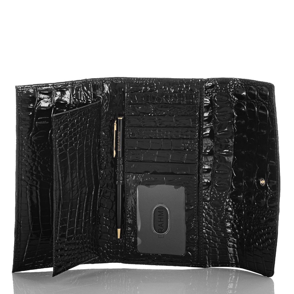 Brahmin Checkbook Wallet | Black Leather Checkbook Wallet ID:Brahmin-203620