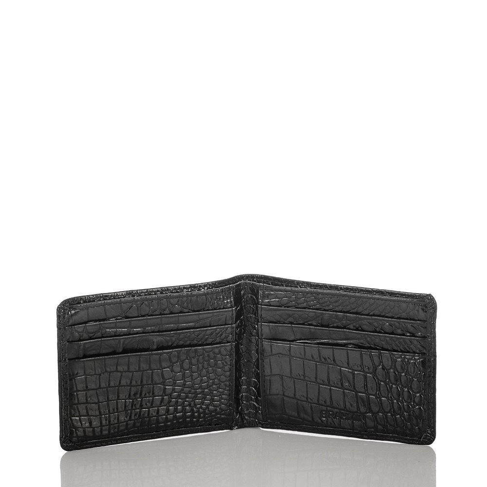 Brahmin Black Leather Billfold Wallet | Black Melbourne ID:Brahmin-203550